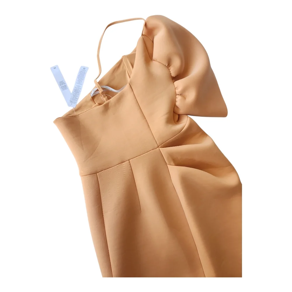 ASOS Pale Peach-Orange Asymmetrical Ruffled One-Shoulder Dress — Size 4, NWT - Picture 5 of 10